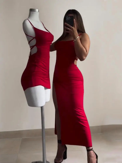 "Nuevo vestido explosivo 2024, de verano, con tirantes tipo halter, estilo Spice Girl, ajustado al cuerpo (tipo ‘bag hip’) y de alta sensualidad