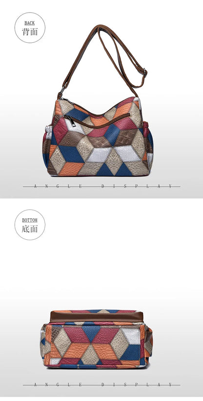 Bolso de mano de cuero con monograma estampado
