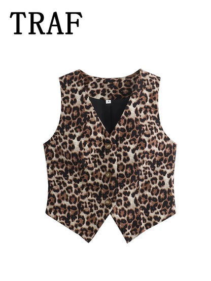 Top sin mangas estampado de Leopardo