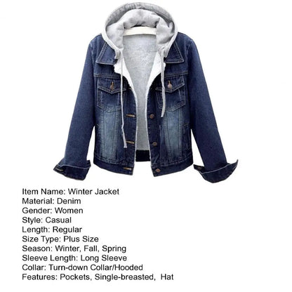 Chaqueta de invierno para mujer estilo chic — abrigo de denim suave y grueso, térmico y disponible en tallas grandes. ❄️🧥