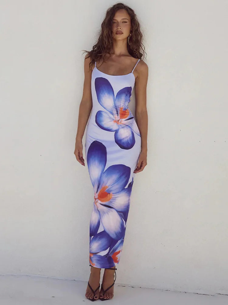 Vestido Largo Mozision con Estampado Floral para Mujer