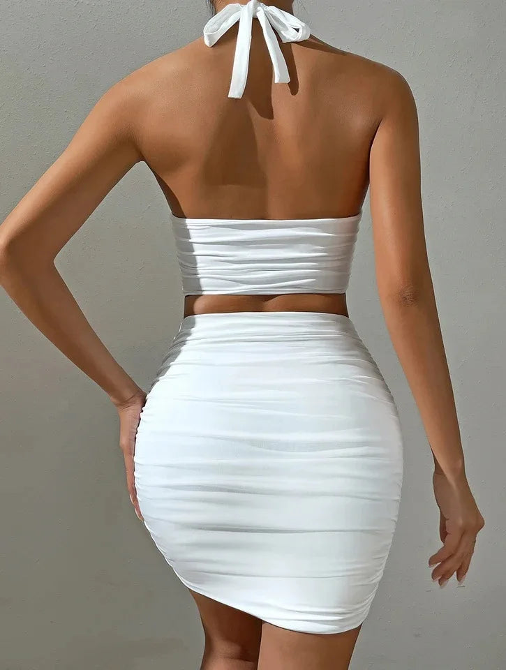 Conjunto de verão novo, sexy, com bolsa ao estilo “hip bag”, sem mangas