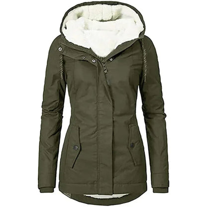 Chaqueta con Capucha y Cremallera para Mujer (Colección 2025/26). Abrigo de Invierno Forrado en Felpa Gruesa, Estilo Parka Casual con Bolsillos