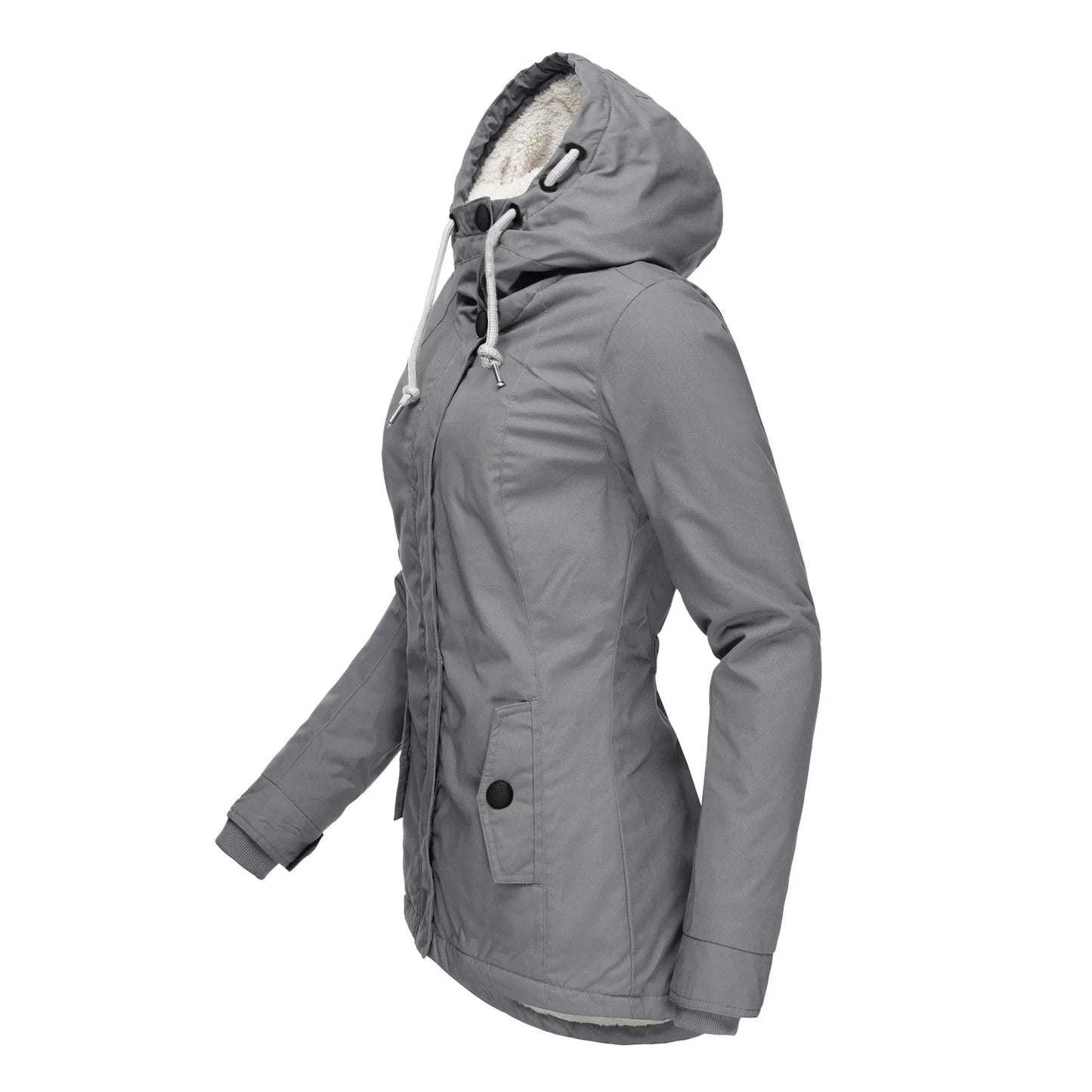 Chaqueta con Capucha y Cremallera para Mujer (Colección 2025/26). Abrigo de Invierno Forrado en Felpa Gruesa, Estilo Parka Casual con Bolsillos