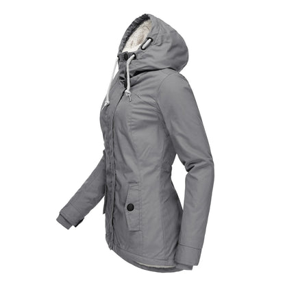 Chaqueta con Capucha y Cremallera para Mujer (Colección 2025/26). Abrigo de Invierno Forrado en Felpa Gruesa, Estilo Parka Casual con Bolsillos