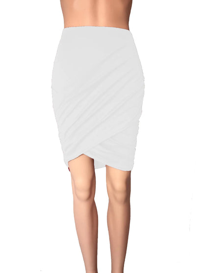 Mini saia plissada de cor lisa, de cintura subida, corte justo e ajuste ao corpo, ideal para looks elegantes