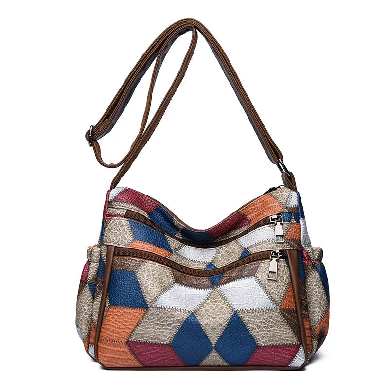 Bolso de mano de cuero con monograma estampado