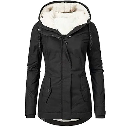 Chaqueta con Capucha y Cremallera para Mujer (Colección 2025/26). Abrigo de Invierno Forrado en Felpa Gruesa, Estilo Parka Casual con Bolsillos