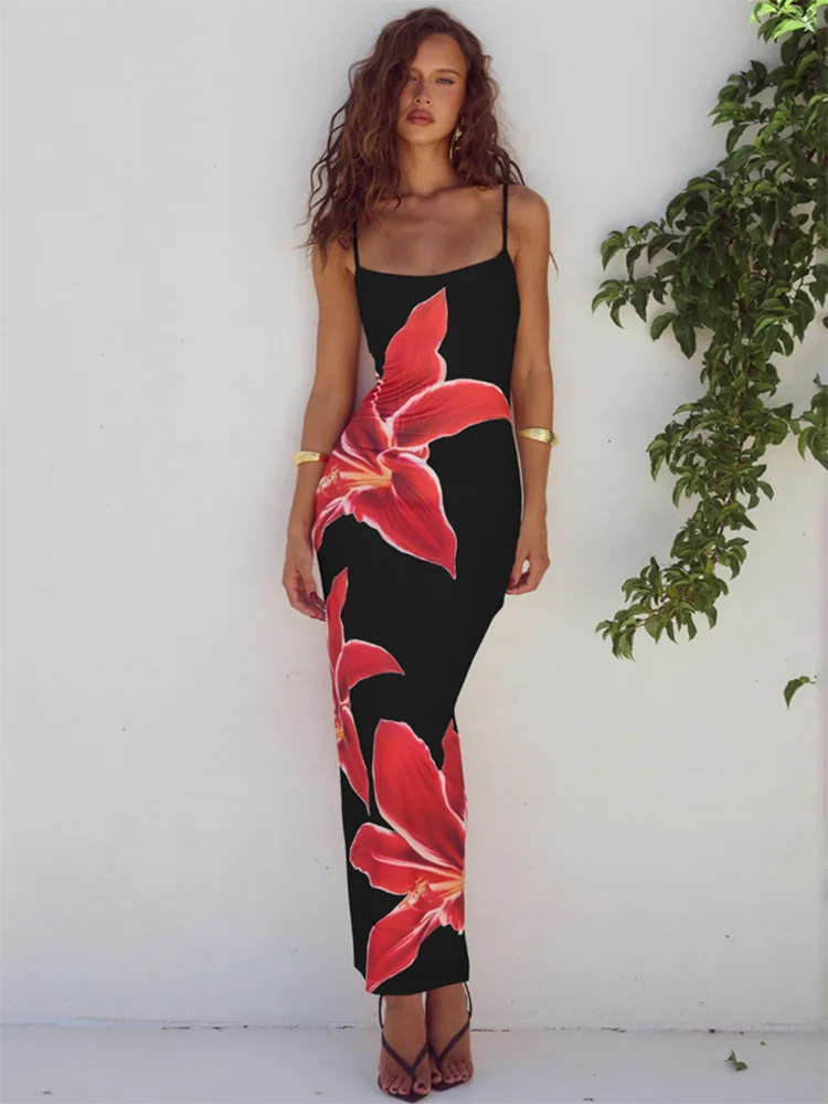 Vestido Largo Mozision con Estampado Floral para Mujer