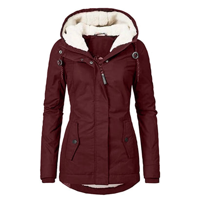 Chaqueta con Capucha y Cremallera para Mujer (Colección 2025/26). Abrigo de Invierno Forrado en Felpa Gruesa, Estilo Parka Casual con Bolsillos