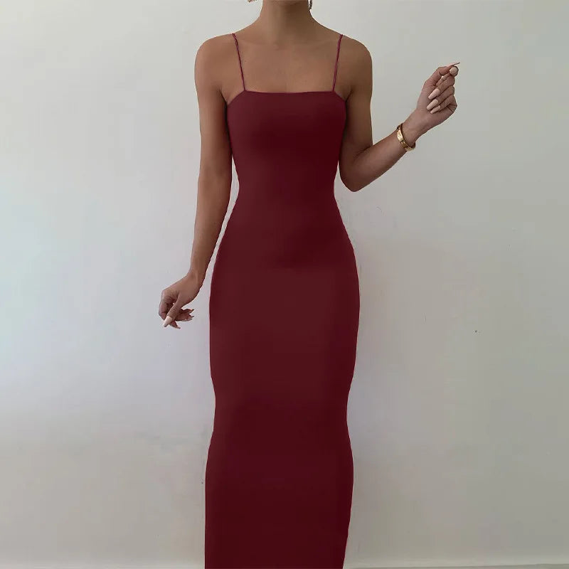 Elegante vestido sexy negro de verano para mujer sin mangas y sin espalda, casual, vestido de fiesta