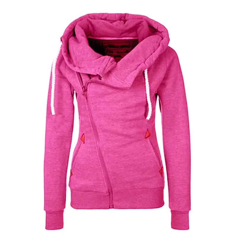 Camisola de desporto com capuz e fecho lateral para mulher