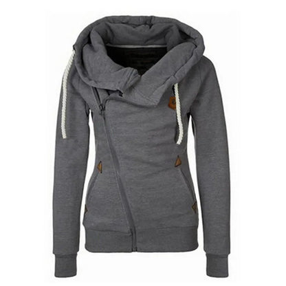 Camisola de desporto com capuz e fecho lateral para mulher