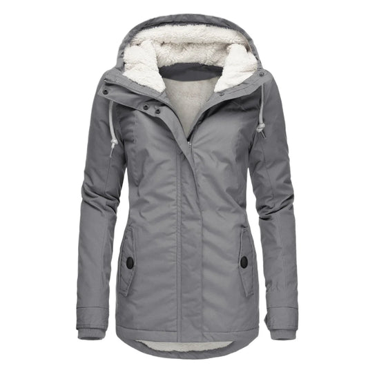 Chaqueta con Capucha y Cremallera para Mujer (Colección 2025/26). Abrigo de Invierno Forrado en Felpa Gruesa, Estilo Parka Casual con Bolsillos