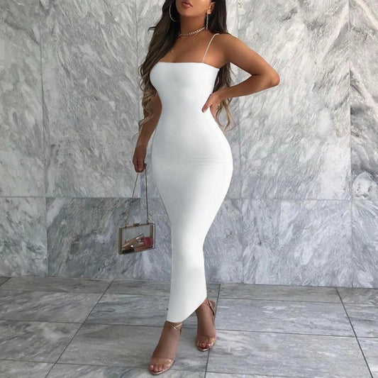Elegante vestido sexy negro de verano para mujer sin mangas y sin espalda, casual, vestido de fiesta