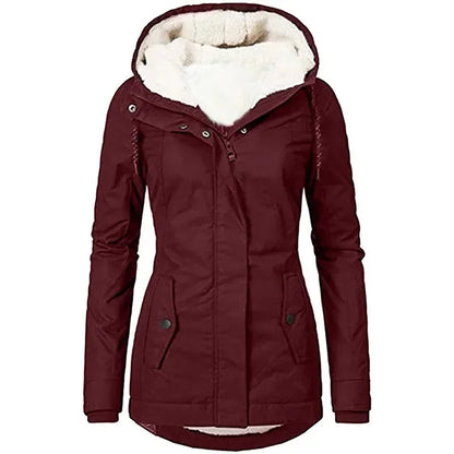 Chaqueta con Capucha y Cremallera para Mujer (Colección 2025/26). Abrigo de Invierno Forrado en Felpa Gruesa, Estilo Parka Casual con Bolsillos