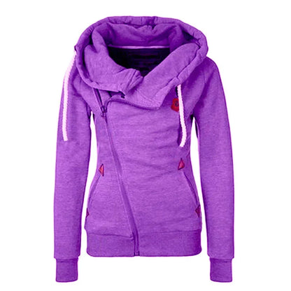 Camisola de desporto com capuz e fecho lateral para mulher