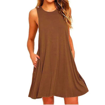 Vestido Feminino de Verão Casual com Bolsos – Estilo T-Shirt