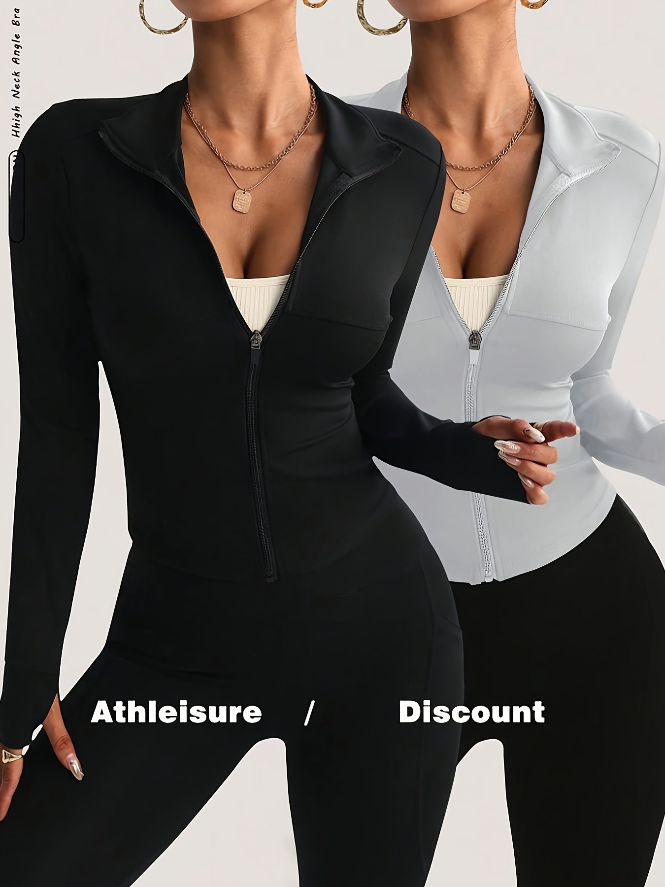 Set of 2 Women's Slim-Fit Sports Jackets with Zipper – Yoga, Running and Casual Style