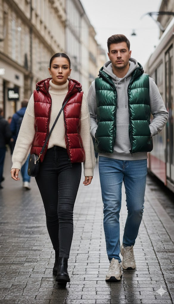 Chaleco unisex acolchado con capucha - diseño colorido, ligero, resistente al viento. ❄️🧥