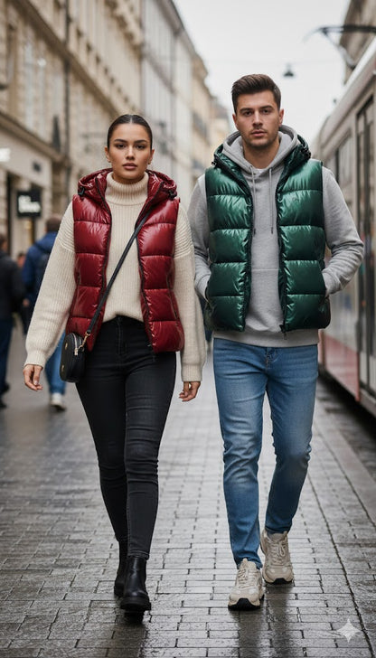 Chaleco unisex acolchado con capucha - diseño colorido, ligero, resistente al viento. ❄️🧥