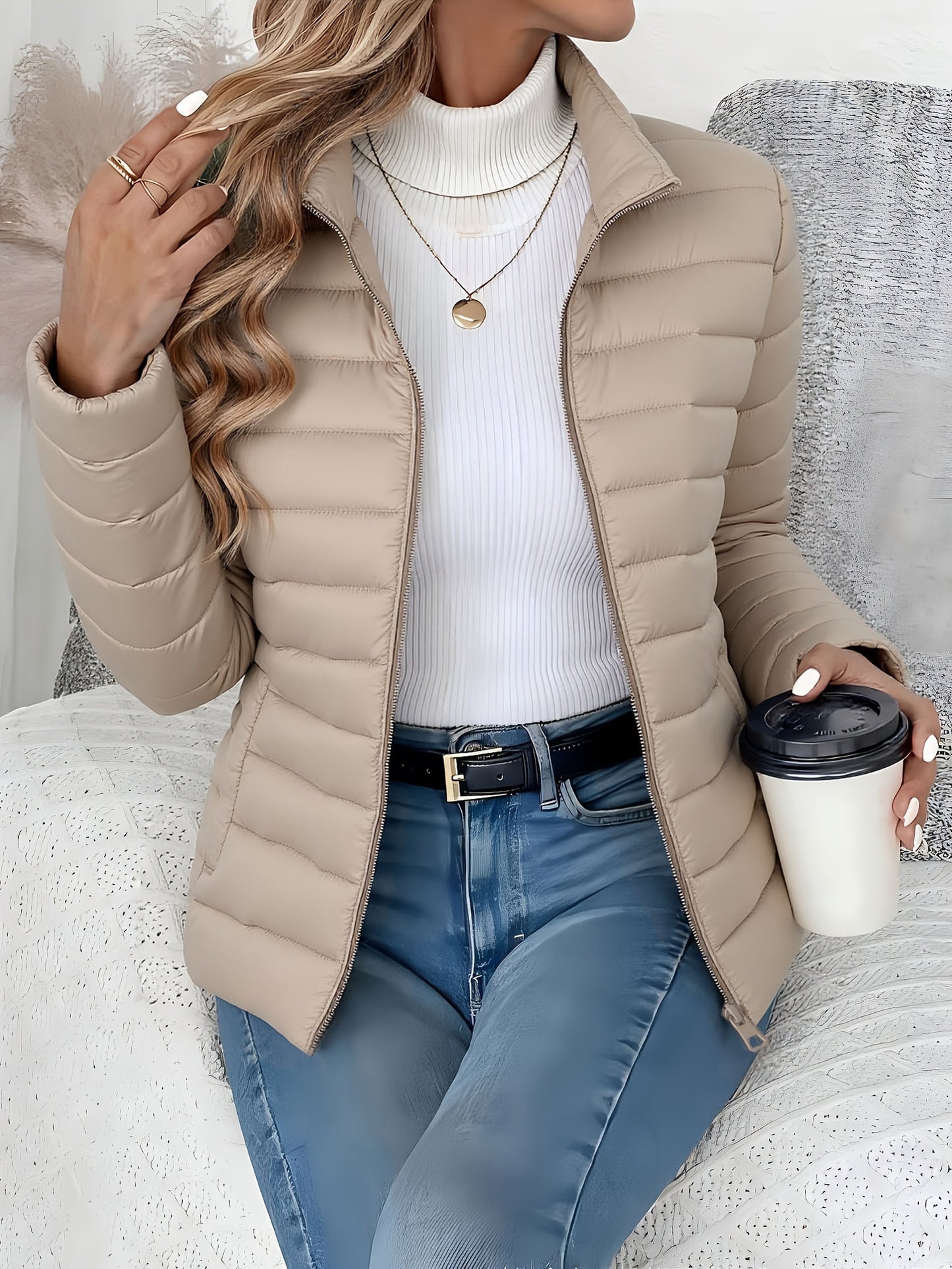 Abrigo de invierno ligero para mujer - Chaqueta larga