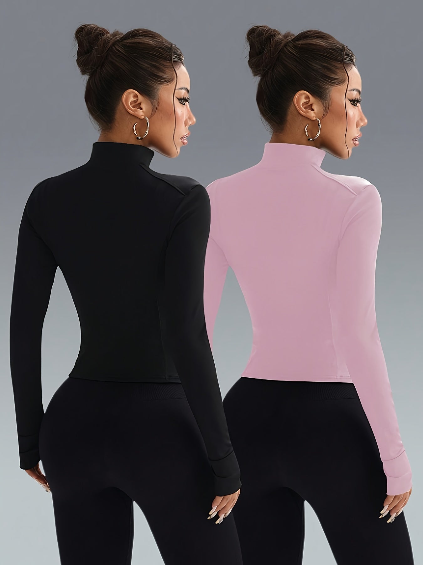 Set of 2 Women's Slim-Fit Sports Jackets with Zipper – Yoga, Running and Casual Style