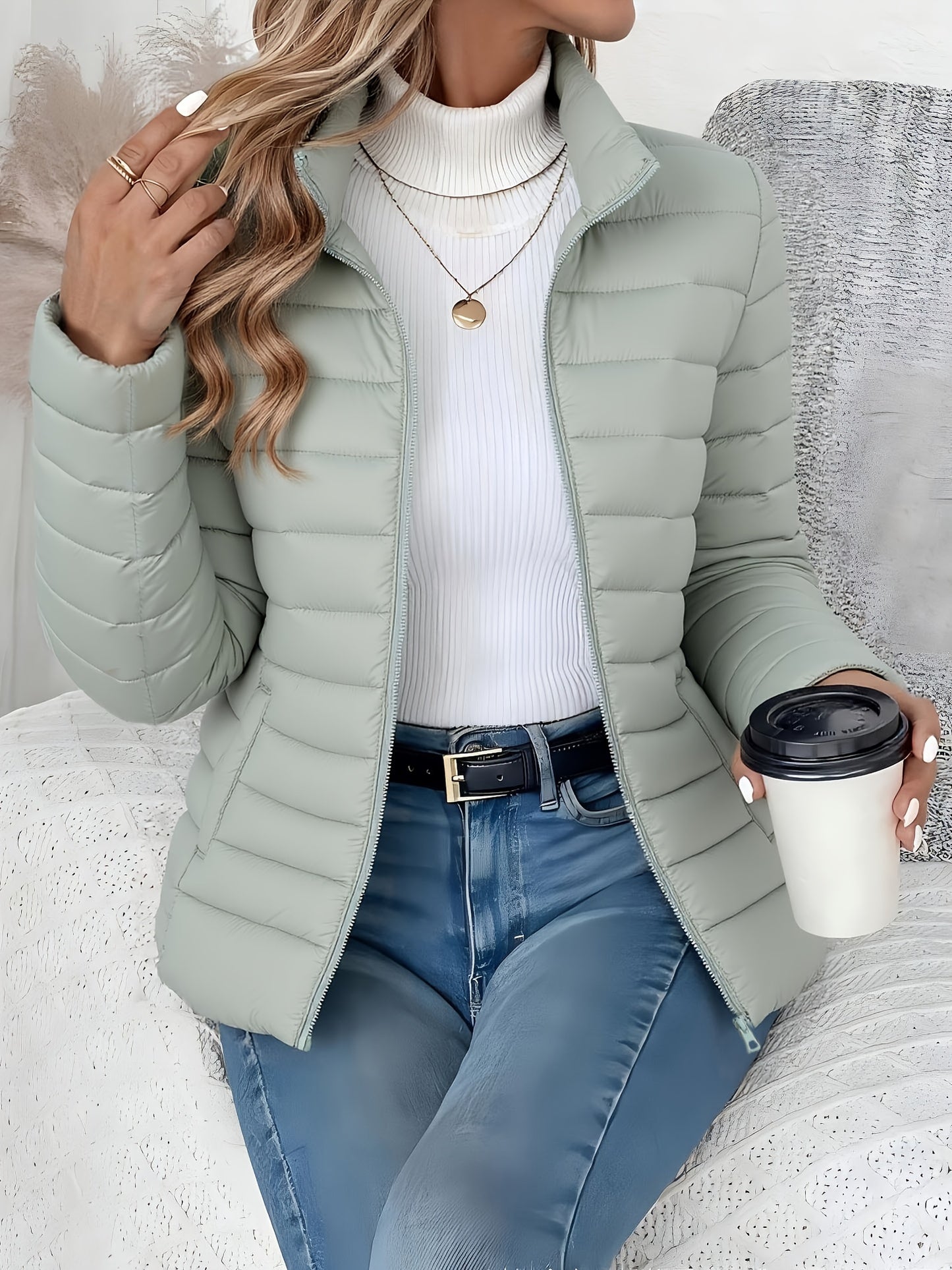 Abrigo de invierno ligero para mujer - Chaqueta larga